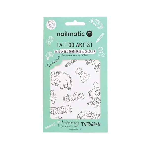 dino6 coloring tattoo - DINOSAURES | Nailmatic