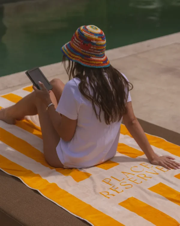 Drap de plage 100 x 200 cm or | PLACE RESERVEE