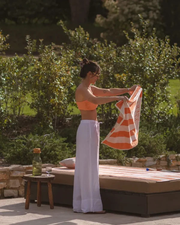 Drap de plage 65 x 120 cm pêche | PLACE RESERVEE